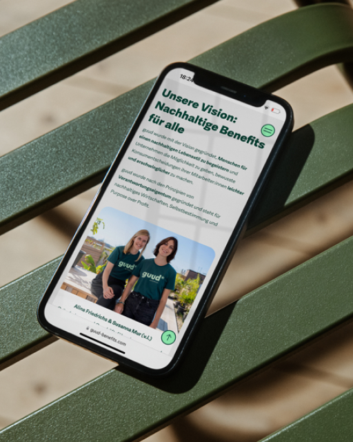 Designentwicklung guud GmbH Mobile Ansicht der Website